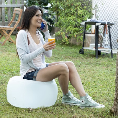 InnovaGoods Pulight - LED Inflatable Ottoman with Remote Control & RGB Lighting (Ø50cm)