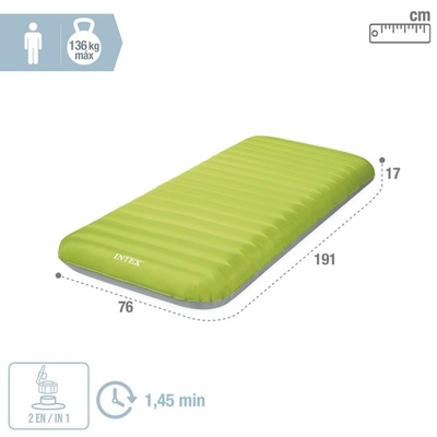 Intex 64097NP TruAire Twin Dura-Beam Camping Mattress met Quickfill USB150 luchtpomp 191x76x17cm