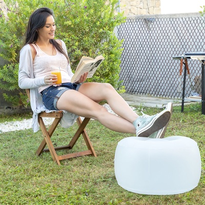 InnovaGoods Pulight - LED Inflatable Ottoman with Remote Control & RGB Lighting (Ø50cm)